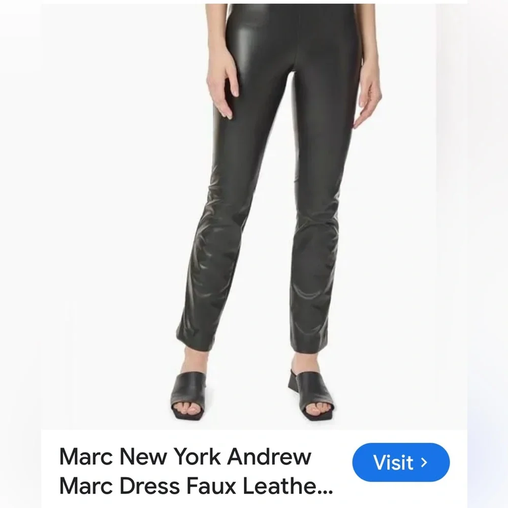 Andrew Marc Black Faux Leather Pants - Picture 2 of 6